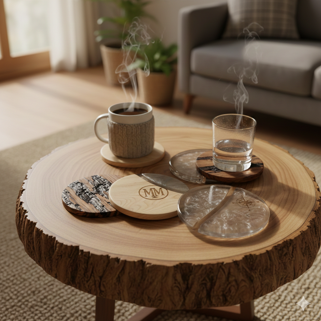 Custom Artisanal Wood Coasters